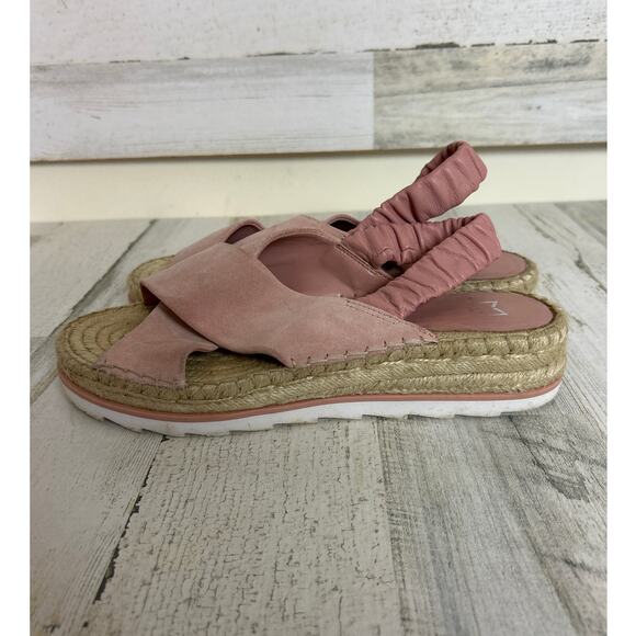 Marc Fisher women size 9 pink pella suede sling back espadrille sandal shoe - Picture 4 of 8